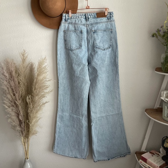 Cut Out Flared Wide Leg Denim Jeans Size 8 US - Picture 8 of 12